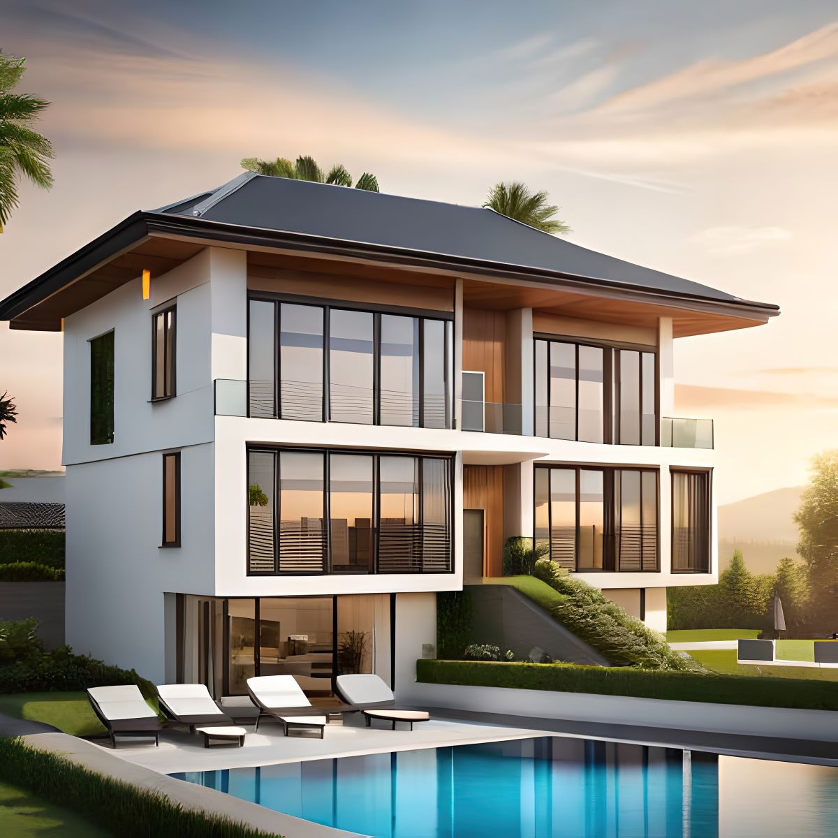 House-with-pool-background